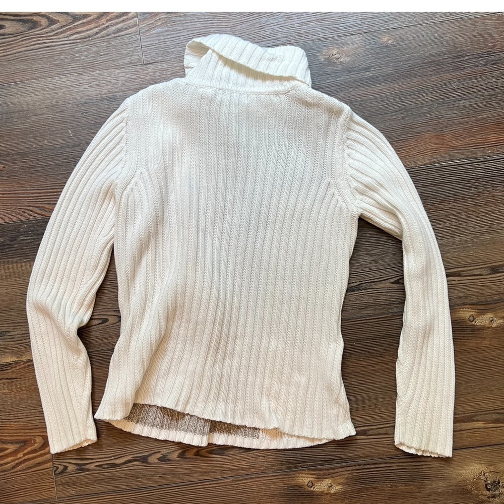 Vintage Patchwork Style Cableknit Turtleneck Crea… - image 6